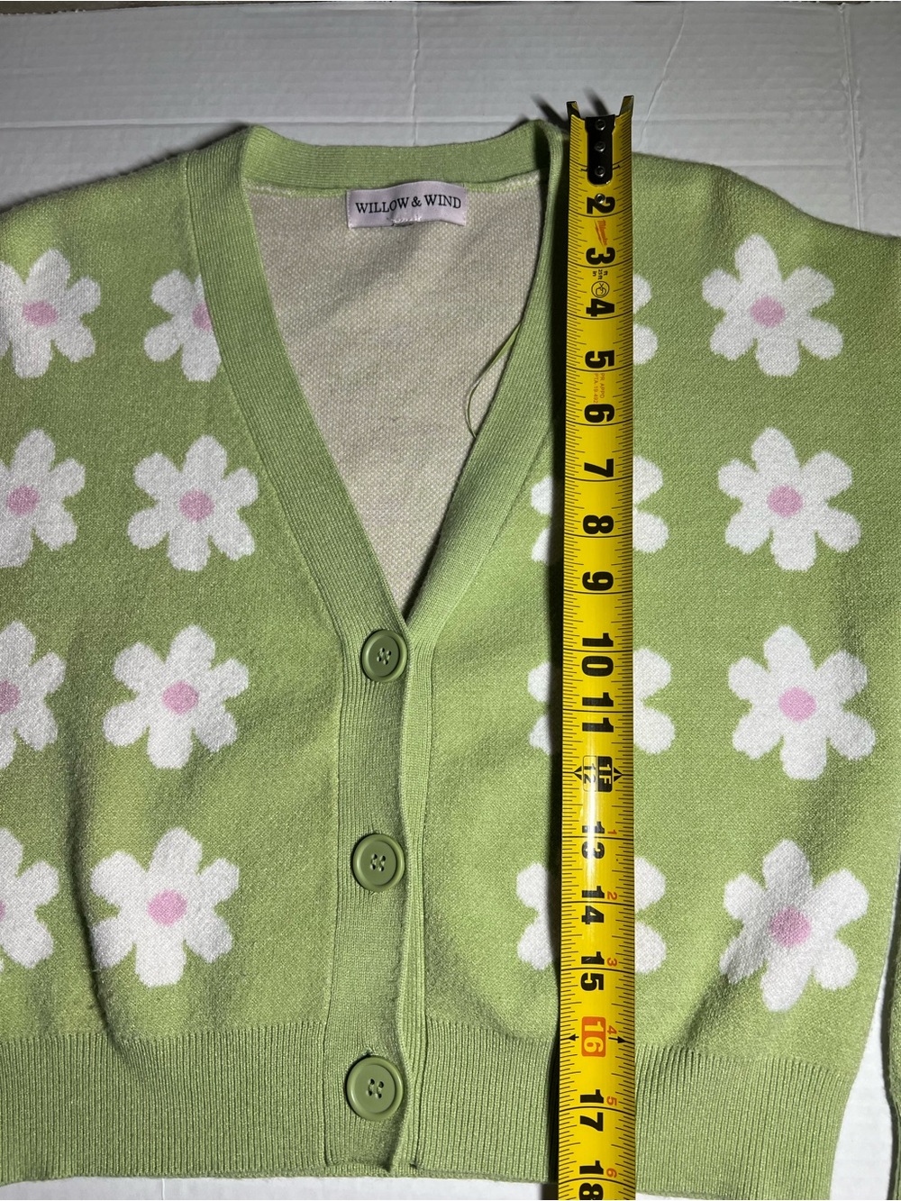 Green Floral V-Neck Cardigan Sweater - Picture 7 of 10